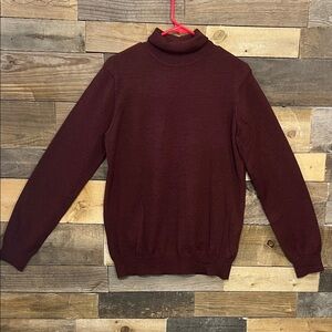Merino Wool Classic Burgundy Turtleneck Sweater for Men